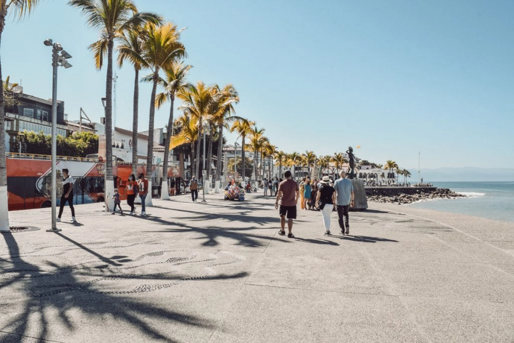 people walking on the malecon in puerto vallarta mexico