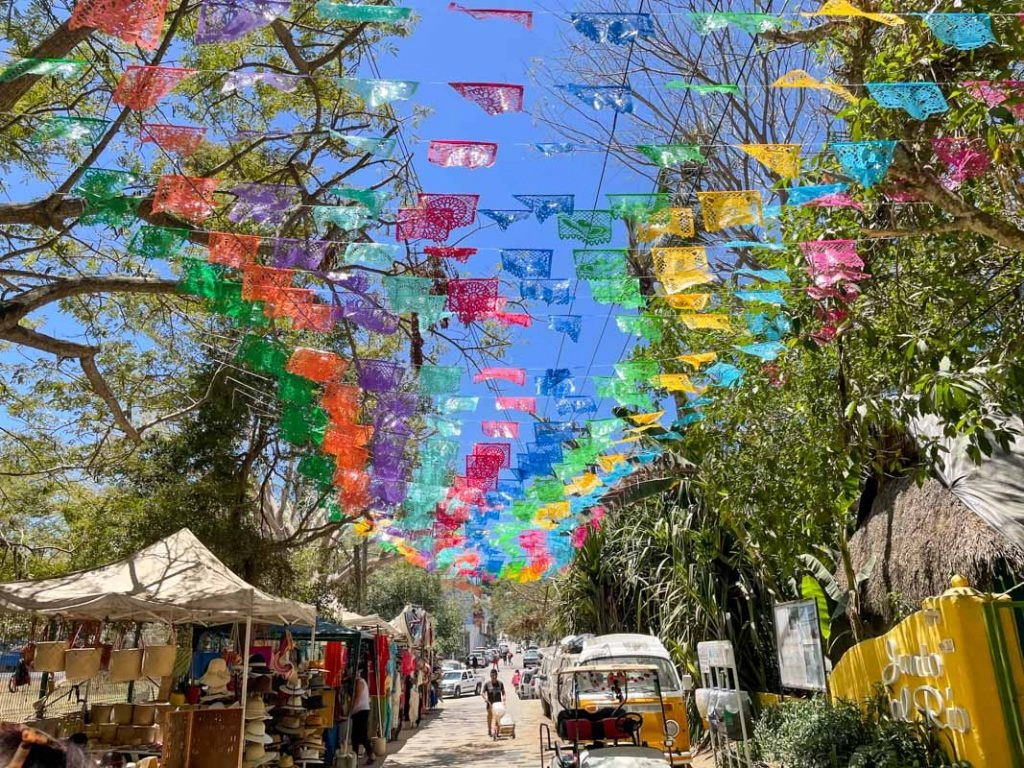 colorful flags in sayulita