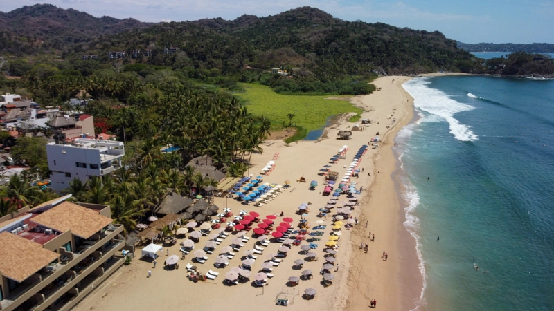 aerial shot of san pancho beach mexico