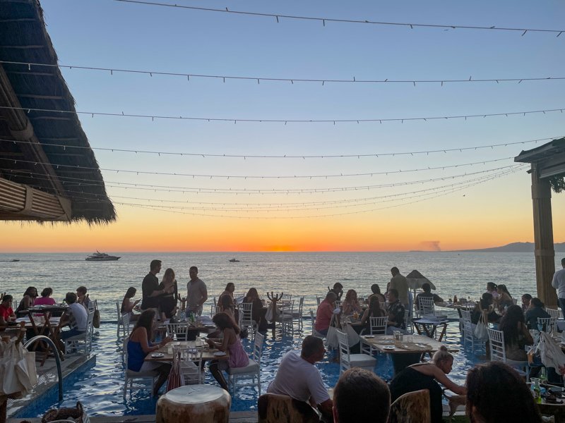 restaurant with sunset in puerto vallarta