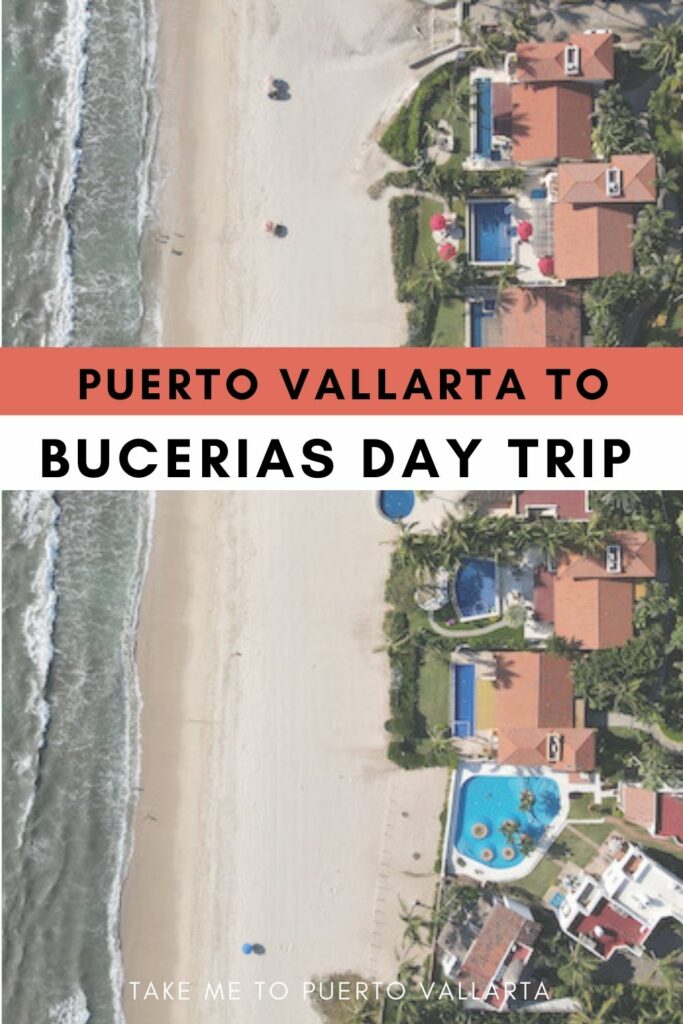 photo of the beach in bucerias with overlay text that says puerto vallarta to bucerias day trip