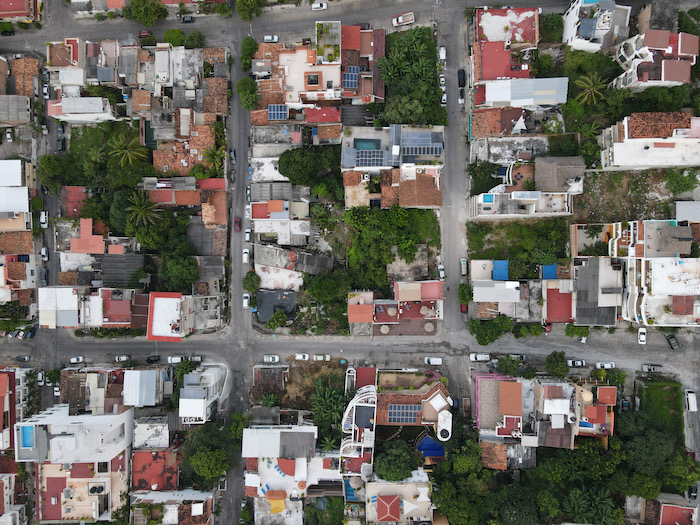 aerial view of streets and houses in 5 de diciembre Puerto Vallarta