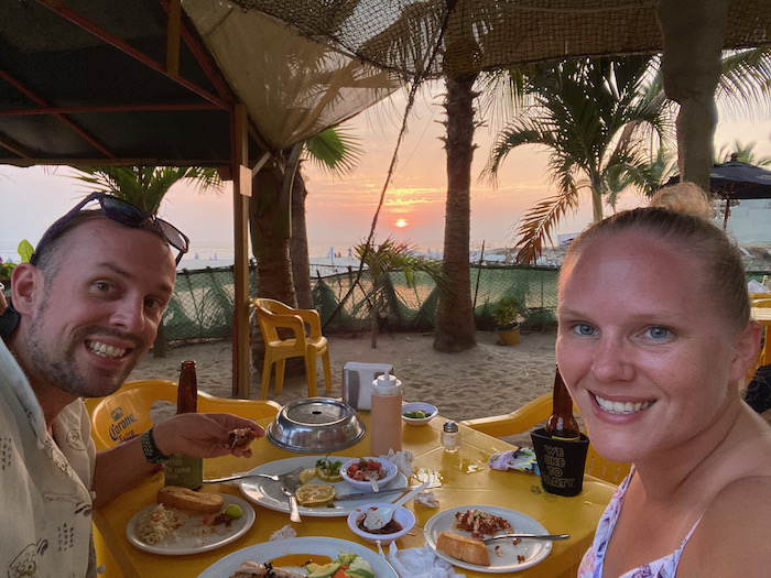 two people dining on a beach in puerto vallarta