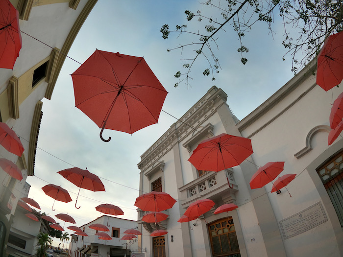 red umbrellas in Puerto Vallarta