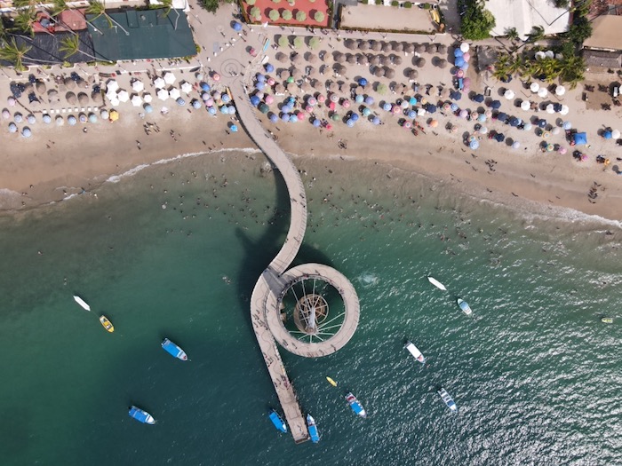 aerial view of Los Muertos Pier in the romantic zone