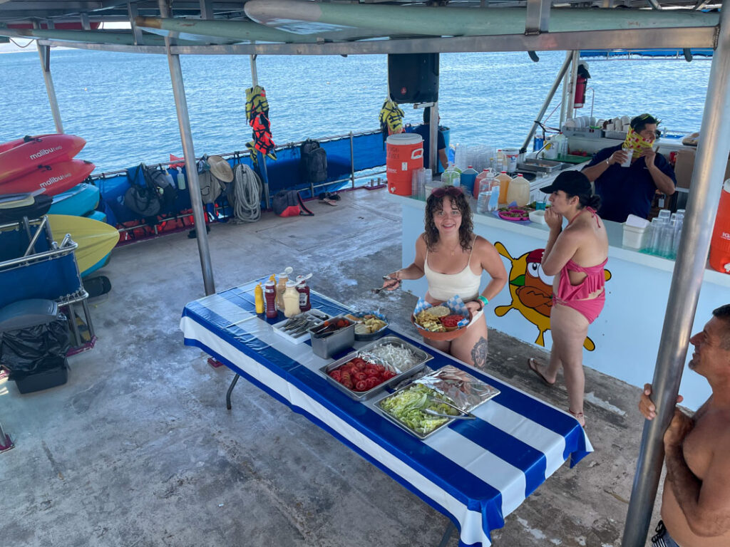 lunch buffet on the boat to marietas islands