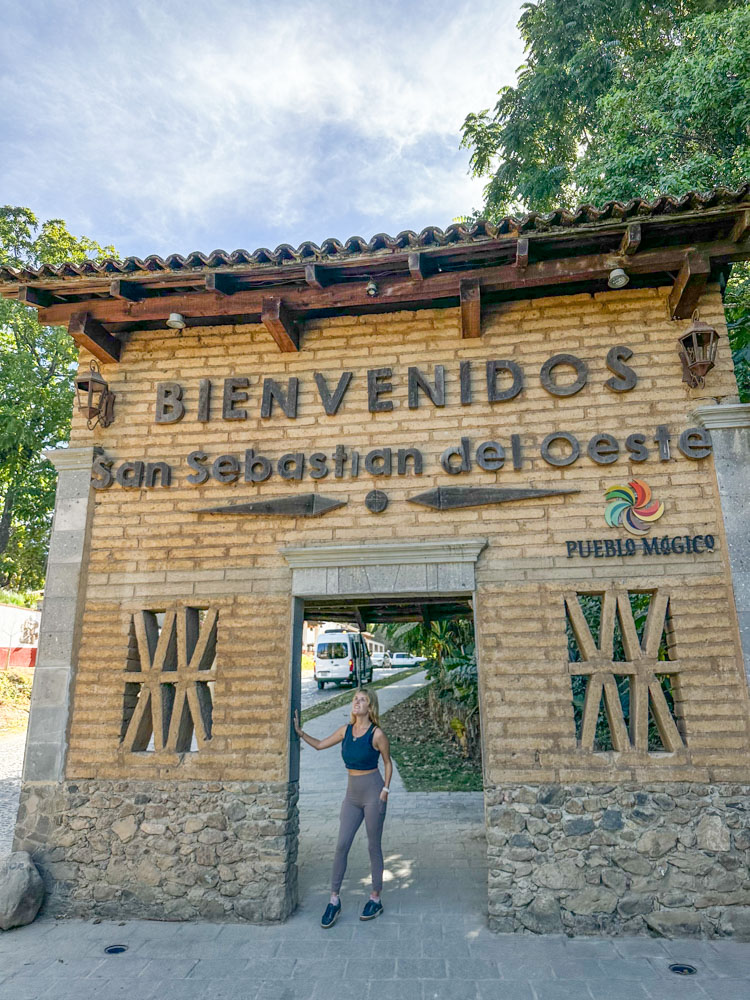 lora standing at entrance to san sebastian del oeste jalisco