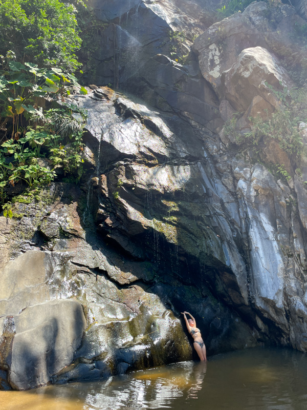 lora under waterfall in yelapa