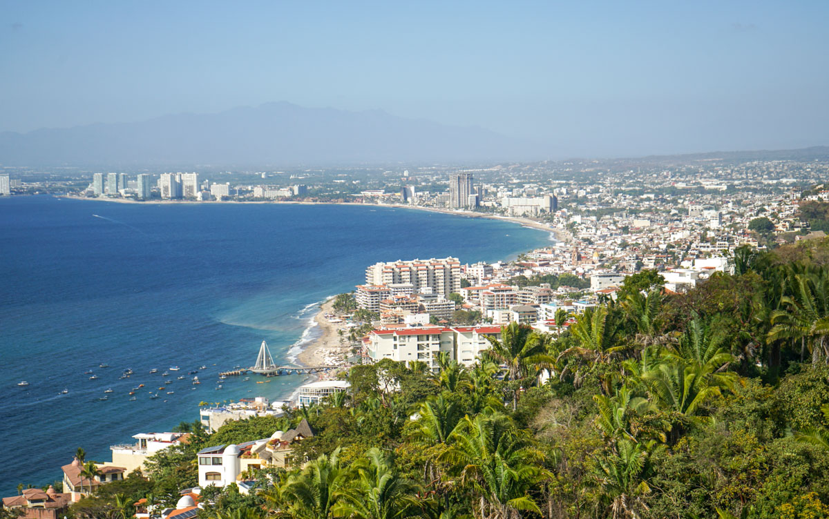 A view of the ocean from a hill overlooking puerto vallarta