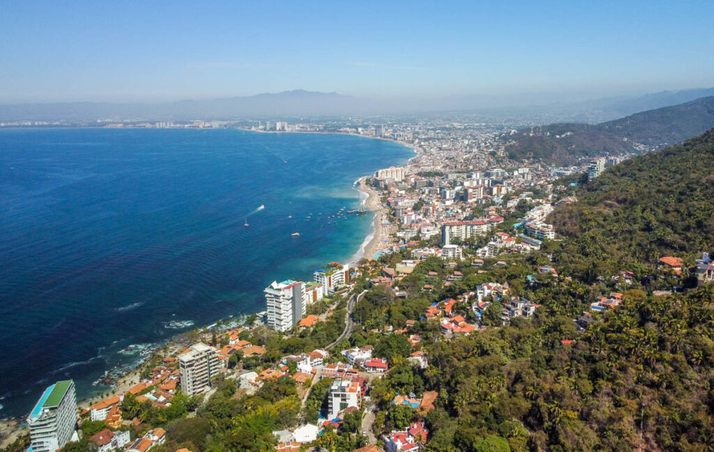 aerial view of the city of puerto vallarta