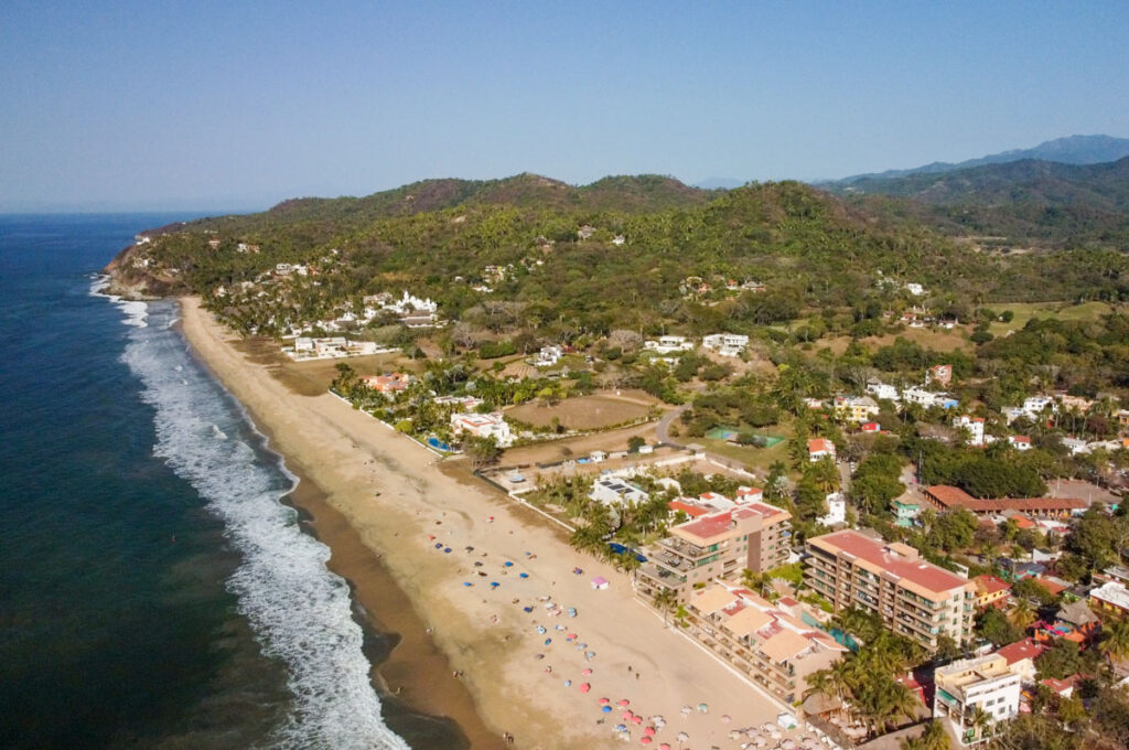 aerial drone shot of san pancho mexico